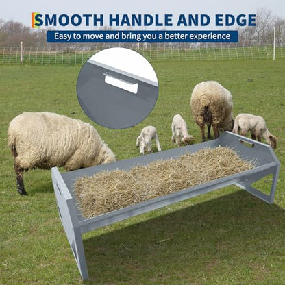 Garvee Livestock Feeder, 45.13" Hay Feeder for 10 Sheep Once, Heavy Duty 22 Gallon Capacity Livestock Feeding Trough for Horse, Goat, Sheep, Cattle, Cow, Alpaca - color: Silver