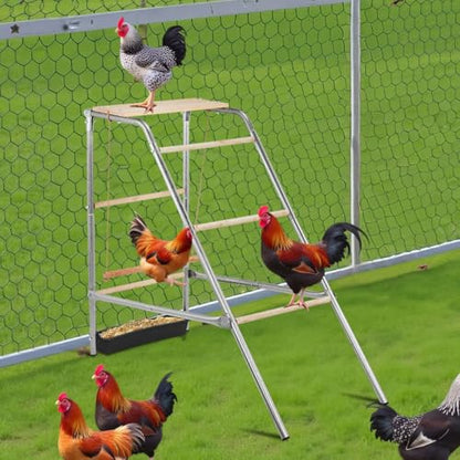 VINGLI Chicken Roosting Bars, Chicken Perches with Swing, Chicken Ladder Toys for Backyard Farms Chicken Coop Accessories (Freestanding - 19.3" L x 42.0" W x 39.4" H)