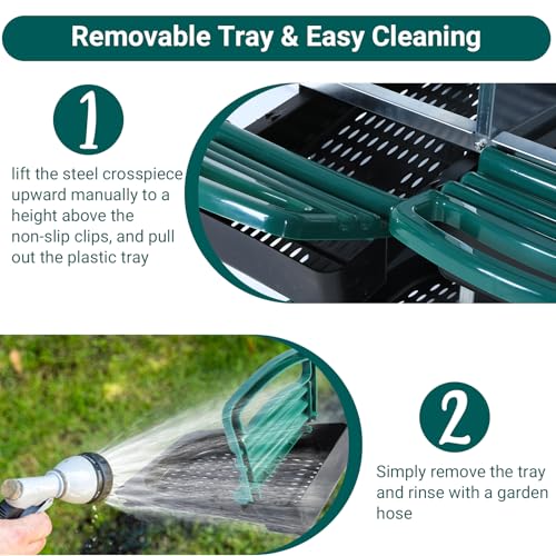 6-Hole Chicken Nesting Box with Removable Lid, Metal Chicken Coop with Roll Away Design/Easy Egg Collection/Ventilation Holes, for Chicken Coops, Duck Coops and Hens - color: Green, size: 6 holes with Legs