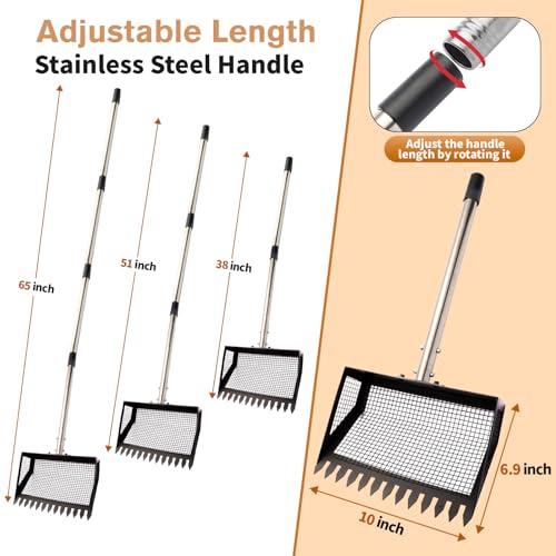 Chicken Poop Scooper, 2-in-1 Chicken Coop Scoop Rack with Duable Stainless Steel Handle, Sand Shifting Shovel Metal Coop Scoop, Pooper Scooper for Farm Animals