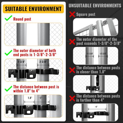 VIVIDA 1-3/8" x 2-3/8" Chain Link Gate Hinge Latch Kit, Include Female & Male Hinges, 1-3/8" x 2-3/8" Gate Fork Latch(1 PCS), Black Powder Coated, Black Chain Link Fence Parts - size: 1-3/8" × 2-3/8" (BLACK)