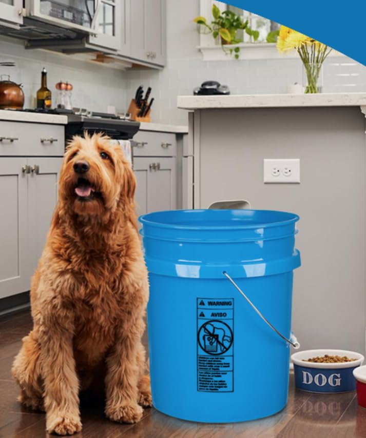 House Naturals 5 Gallon Plastic Blue Food Grade Made in USA Bucket Container with Air Tight Screw on Lid (Pack of 3) - color: Blue