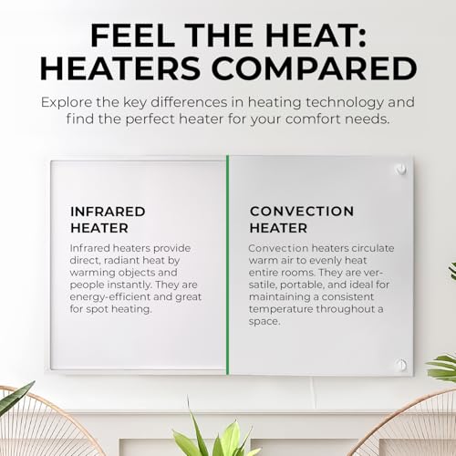 EconoHome Wall Mount Space Heater Panel - 250 Watt Splashproof Convection Heater with Thermostat - Ideal for 100 Sq Ft Room or Bathroom - 120V Electric Heater
