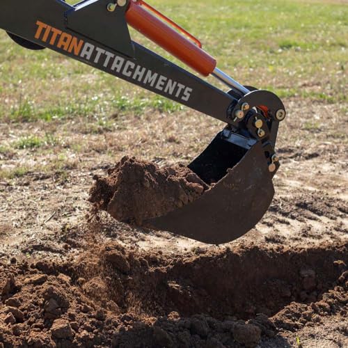 Titan Attachments 14in Wide Backhoe Bucket, 3-Carbon Steel Teeth, Hydraulic Tilt Backhoe & Excavator Attachment - size: 14"