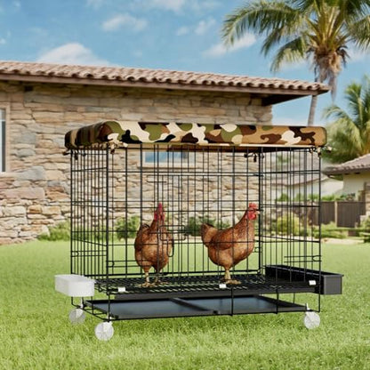 STILLCOVE Small Chicken Cage Outside: Wire Small Animal Cage with Wheels & Waterproof Cover for Guinea Pig Rabbit Bunny Ferret Hamster Dog Cat Duck Bird