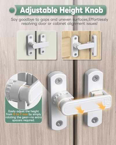 Adjustable Barn Door Locks, 90/180 Degree Sliding Door Latch, Protect Home Security Gate Latch for Bedroom, Barn, Cabinet, Garden, Fence (White-1 Pc) - color: White-1 Pc