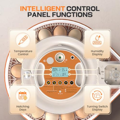 26 Egg Incubators for Hatching Eggs with Smart Voice Control & Two Interchangeable Egg Trays for Needs- Auto Turner, Temp/Humidity Control, Egg Candler for Chicken Duck Quail