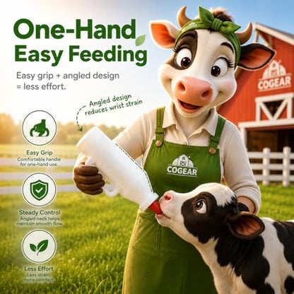Screw Nipple Calf Feeding Device, Calf Feeding Bottle with Rubber Nipple & Cap, Handle Milk Pot Calfs Feeding Supplies (2L-Upgrade) - color: 2L-upgrade