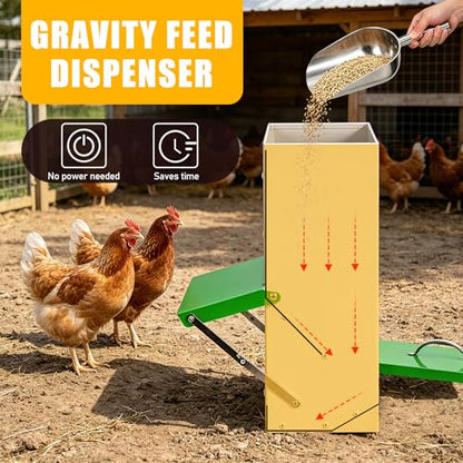 25LBS Automatic Chicken Feeder No Waste, Outdoor Automatic Duck Feeders and Wall Mount Chicken Feeders, Poultry Feeder Suitable for Chickens Ducks Turkeys