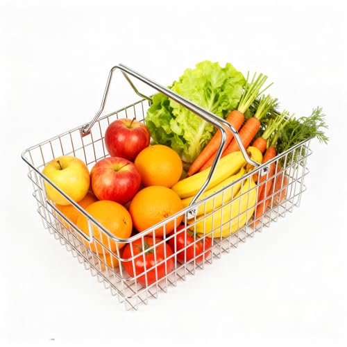 Small Picnic Baskets, Wire Baskets for Organizing with Foldable Handle - 12.6"x9.1"x5", Sturdy Stainless Steel Storage Baskets for Outdoor Picking, Picnic, Kitchen & Fridge & Cabinet Organizer(1, S) - size: Small