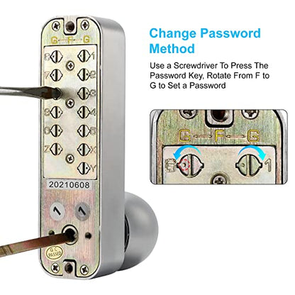 Mechanical Keyless Door Lock - No Electronic,Keypad Door Lock with Handle, Easy to Install,Suitable for Garages, Hotels, Offices, Warehouses