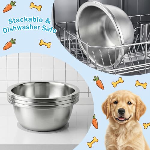 10 Pack Stainless Steel Dog Bowls, 8 Cup 64 OZ Metal Thickened Food and Water Dish, 8.7 Inch Ample Capacity & Dishwasher Safe Pet Feed Replacement Bowls for Small Medium Large Dogs Cats
