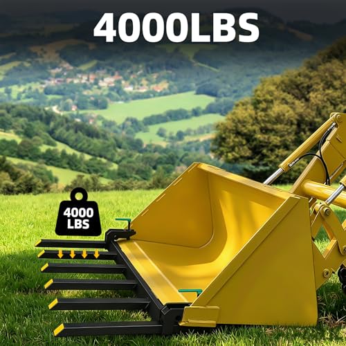 Clamp On Debris Forks To 48-60" Bucket, Heavy Duty Pallet Fork Fit For Loader Bucket Skidsteer Tractor,60" 4000 LBS - size: 60" 4000 LBS