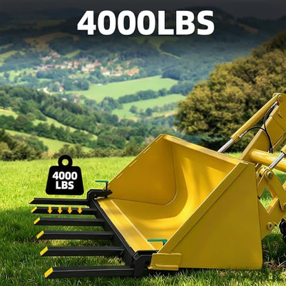 Clamp On Debris Forks To 48-60" Bucket, Heavy Duty Pallet Fork Fit For Loader Bucket Skidsteer Tractor,60" 4000 LBS - size: 60" 4000 LBS