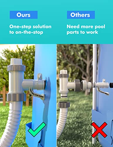 【PATENTED】MASCARRY Above Ground Swimming Pool Hose Adapter with Plunger Valve and Pipe Holder - Replacement Parts for Pool Pump System (1 Pack) - style: 1 PACK