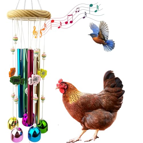 Chicken Toys for Coop with Colorful Bells, Colorful Bird Wind Chime Enrichment Toys, Hanging Chick Peck Toy Hens Brooder Accessories for Hens Chicks Poultry Parrot Parakeet Budgerigar Lovebird