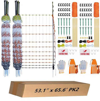 Poultry Electric Netting Fence - 41.3''H (can be Manually Raised to 53.1''H) x 65.6'L for Flying Chicken, Sheep, Goats in Farms, Ranches and Gardens, PK2 - style: (41.3 to 53.1)" x 65.6' - PK2