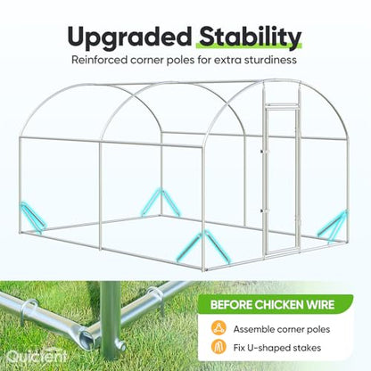 Quictent Essential Series 12x9x6.6ft Metal Chicken Coop Run with Climbing Ladder, Walk-in Outdoor Poultry Cage with PVC Coated Chicken Wire, Hen Duck Rabbit Farm House, Waterproof Anti-UV Cover - size: 12x9ft