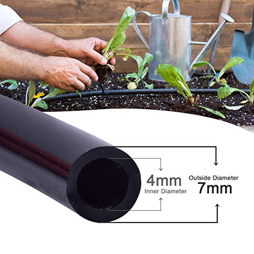 MIXC 200ft 1/4 Inch Black Distribution Tubing Drip Irrigation Hose Garden Watering Tube Line - size: 200FT