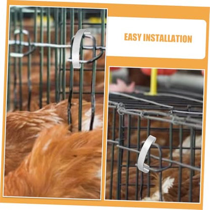 VANZACK 20pcs Steel Hooks for Chicken Cage Doors Spring Clips for Poultry Easy to Install Metal Fasteners for Bird Cages