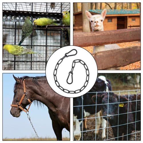 Gate Chain Lock for Outdoor Fence,304 Stainless Steel Gate Chain 20" x 5/32" with Both-Ended M5 Carabiners,Chain Link Latch Lock for Wooden Fence Pet Cages (20" x 5/32", Piece, 1) - size: 20" x 5/32"