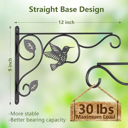 2 Pack Heavy Duty Plant Hooks for Hanging - 12 Inch Metal Wall Hangers Indoor/Outdoor, Sturdy Plant Bracket for Bird Feeders, Planters, Lanterns, Wind Chimes - Patio, Garden, Home Decor (Black) - style: 2-Pack Bird