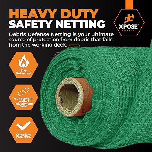 Xpose Safety Construction Safety Netting – 8.5' x 150', 1/4" Mesh Scaffold Safety Net, Temporary Material Roll, Visibility Fence, Heavy-Duty Fire Retardant, Green - color: 3) Green, size: 8.5' X 150' – 1/4" Mesh