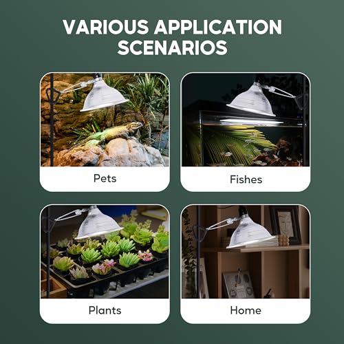 HealSmart 8.5" Clamp Light Socket, 150-Watt Maximum with 6 Feet 18/2 SPT-2 Cord, Aluminum Reflector E26 (no Bulb Included), for Reptiles and Plants Growing, 1-Pack - size: 8.5 Inch (150 Watts), style: 1-Pack