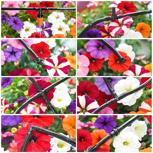 280 Pcs Barbed Connectors Irrigation Fittings Kit, Drip Irrigation Barbed Parts 1/4'' Tubing Kit for Garden Lawn (Nozzles, Nozzle Tees, Single Barbs, Couplings, Tees, Elbows, Plugs, Crosses) - size: 1/4 Inch Fittings-280P