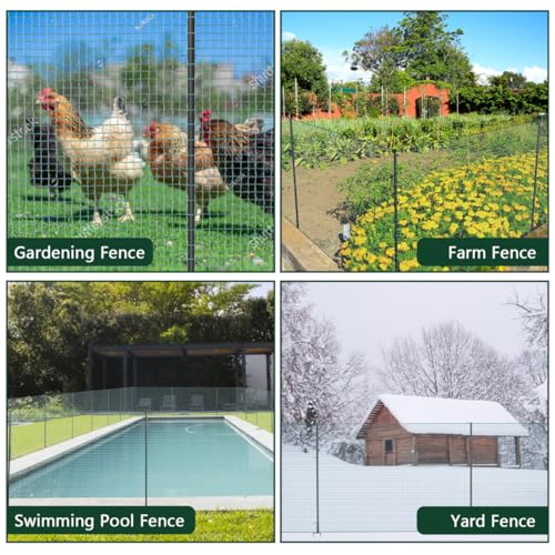 SUNYRISY Garden Mesh Fence Temporary Safety Fencing, 40in x 98.4ft Garden Fence Animal Barrier with Steel Stakes, Fencing Netting for Construction Backyard Chickens Dog Poultry Deer - size: 40in x 98ft