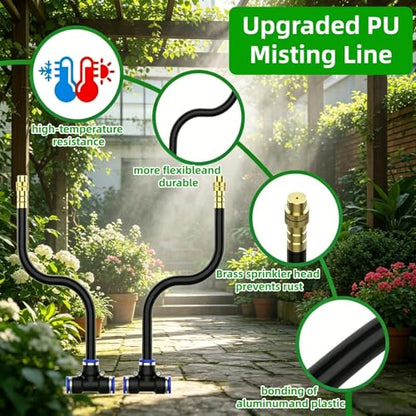 360° Adjustable Drip Irrigation System - Compatible 1/4" Irrigation System, 33FT Garden Watering Atomizing System with 10pcs Nozzles, Greenhouse Accessories for Yard, Lawn, Plants, Garden (33Ft) - size: 33Ft