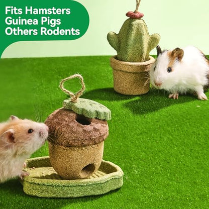 2 Pack Guinea Pig Chew Toys, Prevent Teeth Overgrowth, Rabbit Chew Toys, Natural Treats for Rabbit/Hamster Toys, Natural Timothy Grass & Vegetables, Small Animal Toys for Habitat Decoration