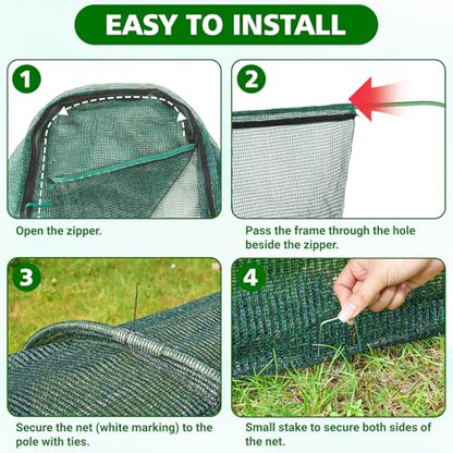 UNIFAMILY Chicken Tunnel for Outside, 78IN Flexible Chickens Runs for Yard, Quick Installation Shade Net Protection from Sun Portable Chicken Tunnels, Poultry Coop Run Tunnels Perfect for Backyard - size: 6.5 ft