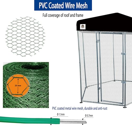 Hexagonal Metal Chicken coop with Cover for Yard, 6x6x7.5ft Large Chicken Run for 4-6 Chickens, Walk-in and Weatherproof Design Duck Pen, Thickened Black UV Protection Cover - size: 71.0"L x 90.0"W x 71.0"H