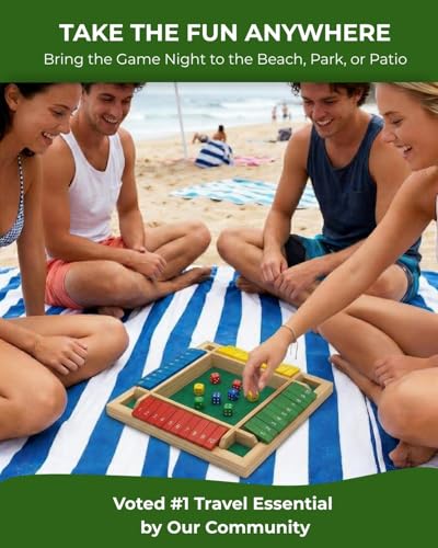 Pedolini Shut the Box Game Wooden - Travel Size 4 Way Close The Box Dice Game with Instructions - Math Learning Board Games for Kids Adults - Family Games Night Classroom Home Party Gift Ideas