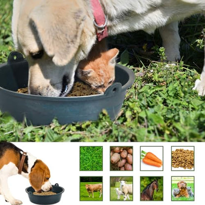 Sadnyy 10 Pcs Feed Pan 0.75 Gallon/3 Quart Utility Horse Feed Bucket Livestock Feeder Tubs Ox Tendon Bowl for Horses Dog Cats Goats Chicken Dust Bath - size: 0.75 Gallon/3 Quart