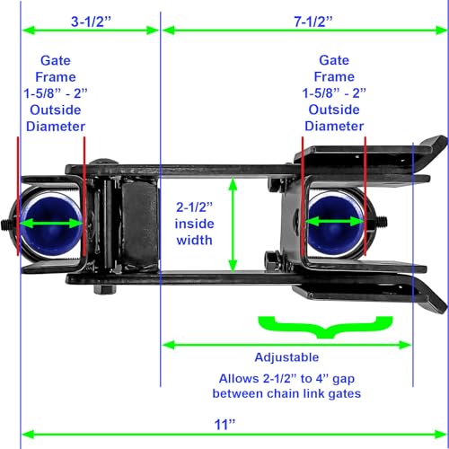 Black Chain Link Commercial Strong Arm Double Gate Latch - Latches Two Gates Together Without The Need of a Drop Rod - Chain Link Double Gate Latch for 1-5/8" Thru 2" Gate Frames - size: Black Commercial - Each