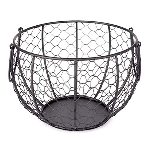 Ceramic Egg Holder Chicken Wire Egg Basket Fruit Basket Collection Hen Ornaments Decoration Kitchen Storage 19CMX22CM(B)