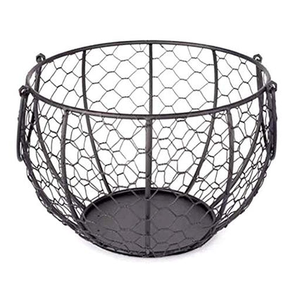 Ceramic Egg Holder Chicken Wire Egg Basket Fruit Basket Collection Hen Ornaments Decoration Kitchen Storage 19CMX22CM(B)