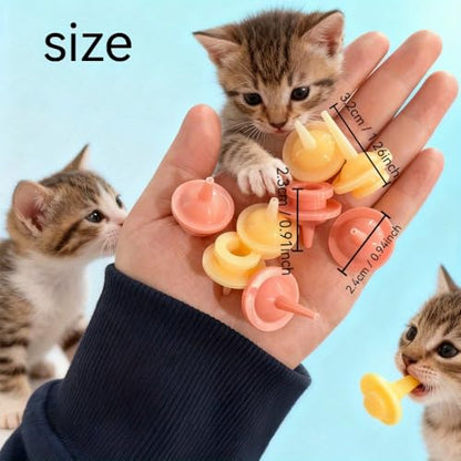 6PCS Pet Feeding Nipple Silicone Feeding Teats for Kittens and Puppies Small Animals Pet and Wild Animals Silicone Feeding Nipple Bowl (Without Syringes Only Nipples)
