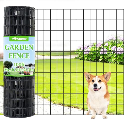 Black PVC Coated Welded Wire Fencing,2"x3" 16 Gauge,60inch H x 100ft L Garden Wire Fence Roll,2/3/4/5/6ft Tall x 50/100 ft Long Hardware Cloth Metal Mesh for Yard,Farm,Chicken,Dog,Vegetable Protection - color: Black, size: 2"x3" 60inx100ft