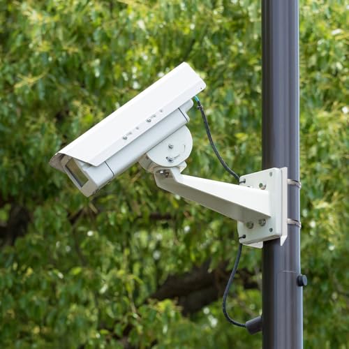 Sumnacon Camera Pole Mount Bracket-Stainless Steel Pole Mount Adapter Bracket with Loops,Sturdy Camera Mount Bracket for Pole Post,Universal Pole Mount Bracket for CCTV Security Camera Ptz Dome - color: Silver