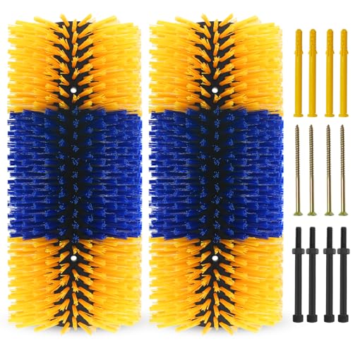 Livestock Scratching Brush Goat Scratcher Full Massage Grooming Brush with 8 Screws for Cattle, Sheep, Horses, Pigs - color: Yellow, size: 2pack