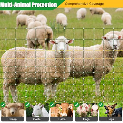 47"x164' Portable Electric Fence Netting & 0.25J Solar Energizer All-in-One Kit for Goats, Sheep, Gardens, Beehives, Dogs, and More for Livestock, Farms, Backyards and Ranches