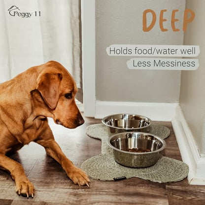 PEGGY11 Deep Stainless Steel Anti-Slip Dog Bowls - 2-Pack, 16 Cups - size: 16 Cups