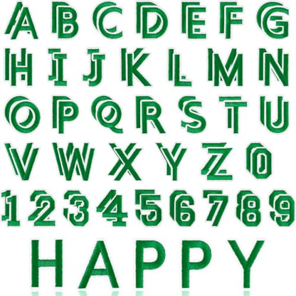 ASTARON 72 Pcs Iron on Letters and Numbers Patches, 1.5 Inch Letters A-Z Numbers 0-9 Embroidered Applique Patches Alphabet Cloth Patch for Clothes, Bags, Socks, Jeans, Hat, DIY Accessories(Green) - color: Green