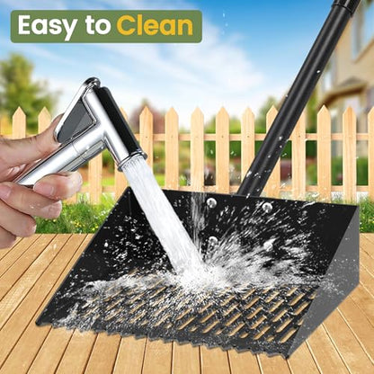 Alloy Steel Chicken Poop Scooper for Sand - 10” Large Chicken Coop Scoop - Simplified Cleaning 40-67” Poop Scoop with Adjustable Handle - size: 9.8" Wide