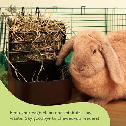 Hay and Food Feeder for Rabbit, Guinea Pig, Bunny, Chinchilla, Heavy Duty Metal Bin 5.5 x 5.5 x 7 inch (Pack of 1) - size: Pack of 1