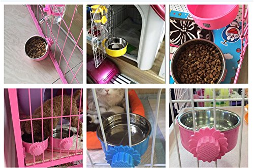 DEVILMAYCARE Pet Feeder Dog Bowl Stainless Steel Food Hanging Bowl Crates Cages Dog Parrot Bird Pet Drink Water Bowl Dish Accessory (S: 4.5''x2'', Blue) - color: Blue, size: S:4.5''x2''
