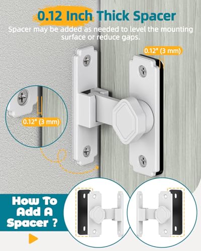 90 Degree Barn Door Lock, Small Sliding Barn Door Latches, Rust-Proof Sliding Gate Latch Lock for Garden, Bathroom, Cabinet, Pet Cage, Window, Shed (White-1PC) - color: White-1PC